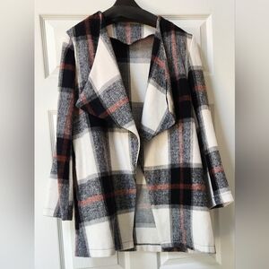 Plaid Open Front Jacket